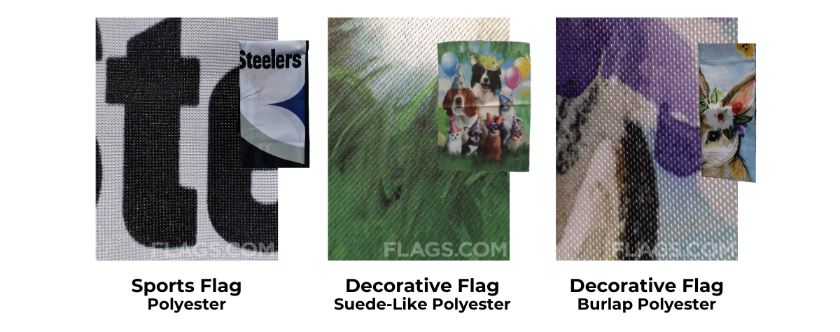 A comparison of polyester fabrics for sports and decorative flags.